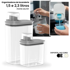 Dispenser Organizador de Lavanderia 1,5L / 2,3 Acrílico Porta Amaciante Sabão em pó Sabonete Liquido Alvejante Ou Flow