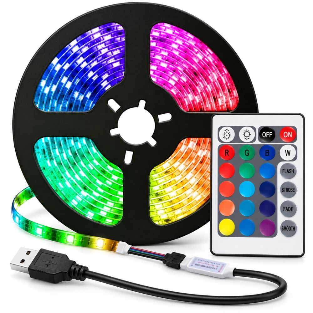 Fita De Led 5 Metros RGB Neon Autocolante Gamer Decoração Led Casa