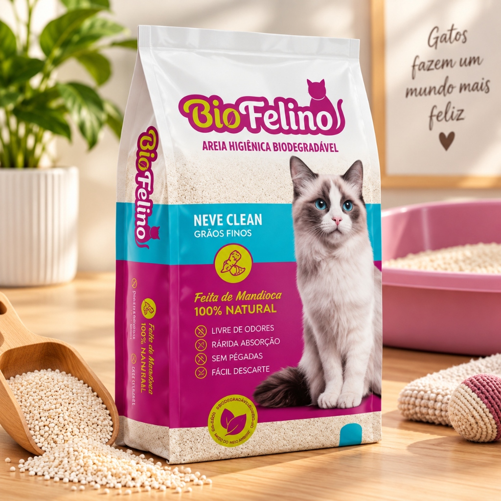 Areia Para Gato Biodegradável Catbio Felino 8Kg (4 pacotes de 2 kg) - Max Clean - Grãos Finos