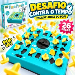 Jogo Contra o Tempo Pop Up 26 Peças Encaixe de Formas Quebra-Cabeça Educativo Infantil