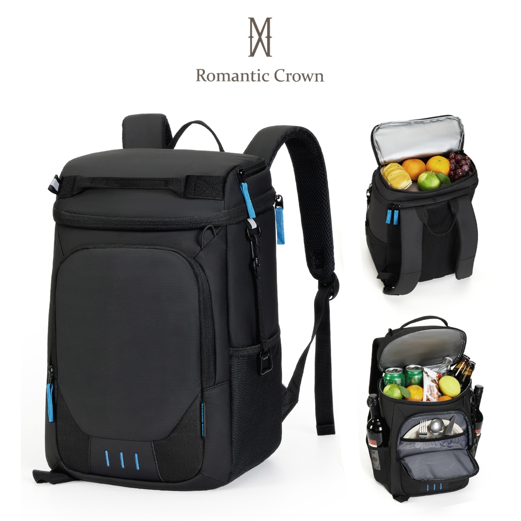 ROMANTIC CROWN Mochila Térmica Impermeável 23L Isola 16h Cooler Portátil, Resistente à Água com Abridor de Garrafas