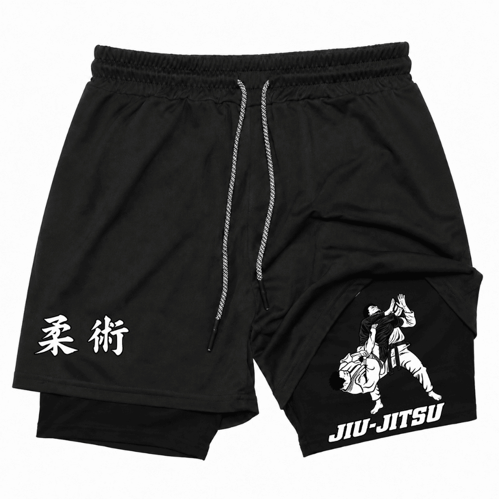 Short Masculino Bermuda Plus Size 2 em 1 Compressão Dry Fit Respirável Casual Academia Dia a Dia Luta Jiu Jitsu