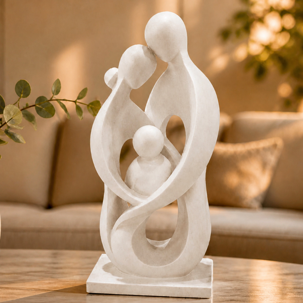 Escultura Família Decoração Elegante Enfeite Casa Amor Eterno União e Proteção Peça Decorativa Impressão 3D Presente