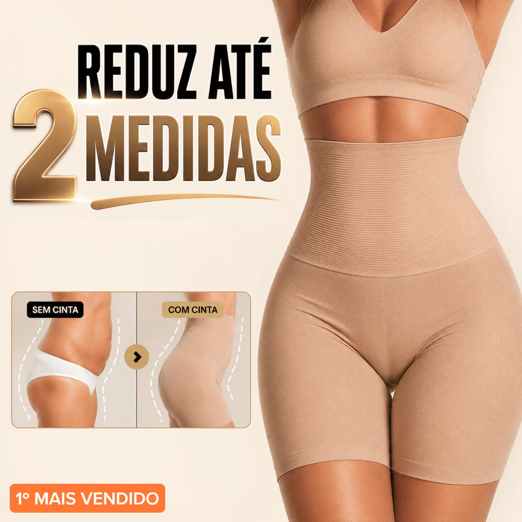 Short Cinta Modeladora Confortável Alta Compressão Afina Cintura Levanta Bumbum