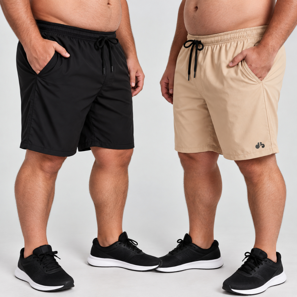 Kit 2 Shorts Masculino com Elastano Plus Size Academia Esporte Treino Bermuda Praia Básico Liso