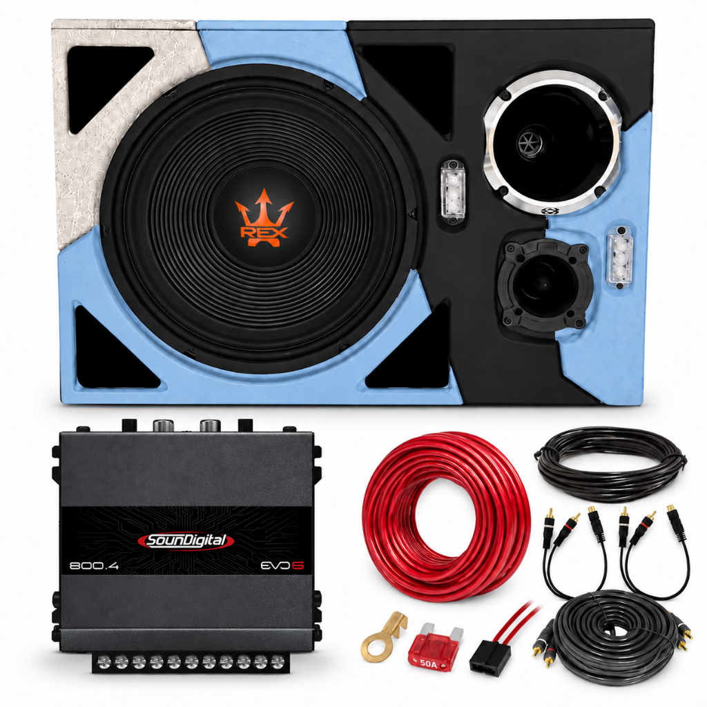 Caixa Trio 15p Som Automotivo Rex 400 + Modulo Sd800.4 1240w