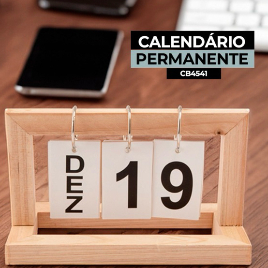 CALENDARIO PERMANENTE DE MESA MADEIRA 21,0 CM X 9,2 CM X 12,3 CM - MOMENT