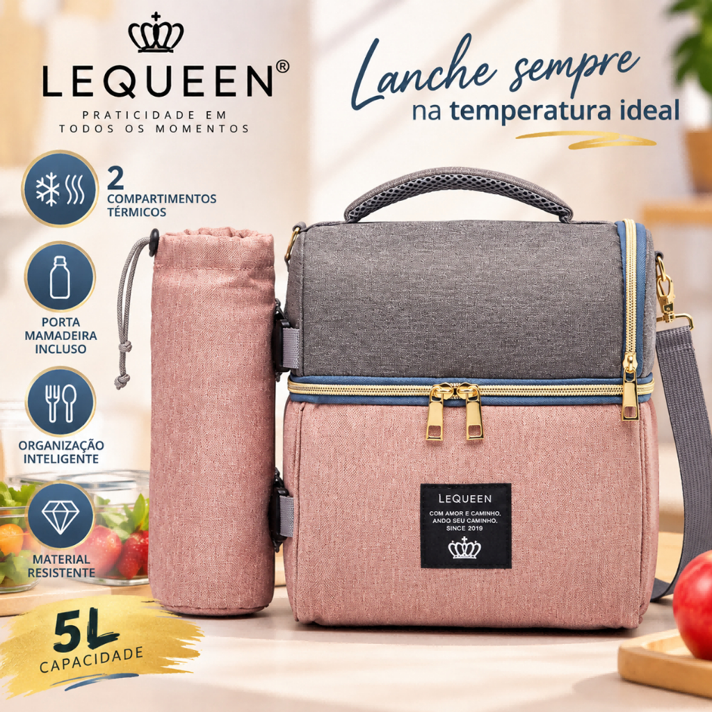 Lancheira Térmica Feminina Masculina Original Sacola Fitness Marmita Bolsa Transversal