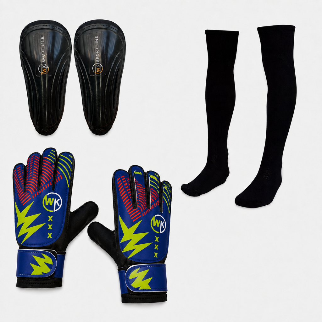 Kit Goleiro Infantil Completo Luva de Goleiro Infantil + Meião + Caneleira Futebol Society