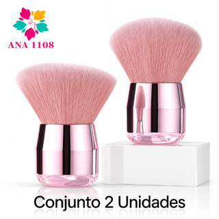 ANA1108 Conjunto Pincéis De Maquiagem De 2 Unidades Facial Pó Blush Base Rosa Kabuki