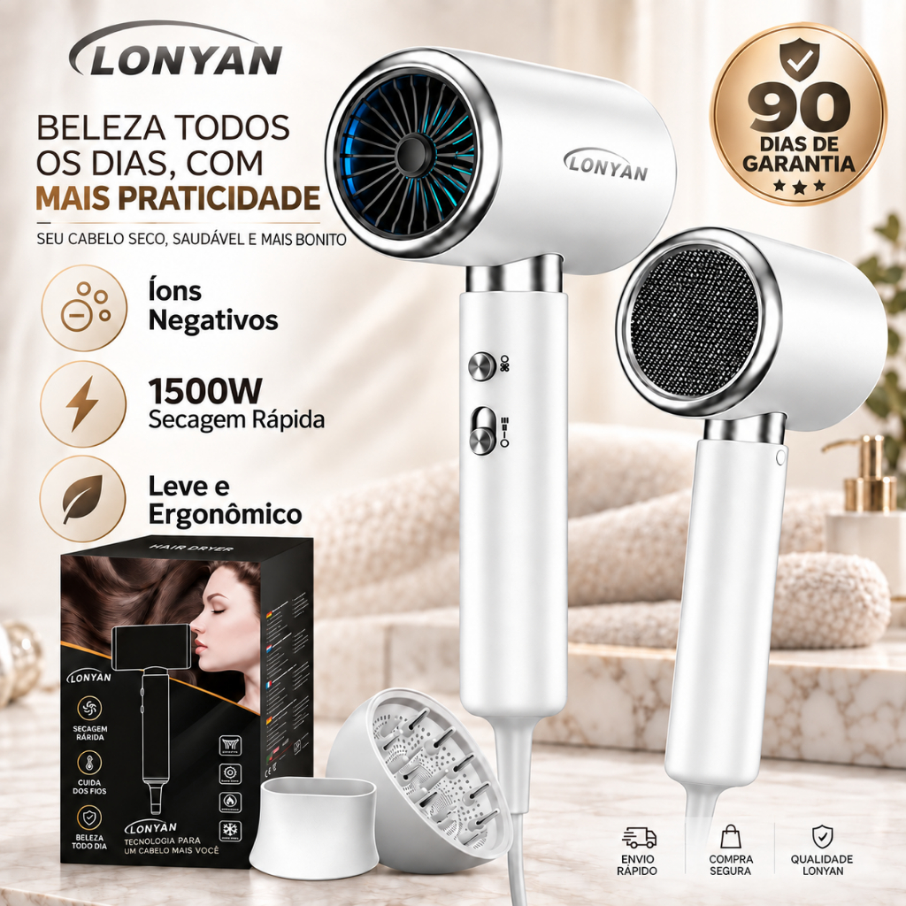 Secador De Cabelo Profissional Com Diffuser LONYAN 127V 220V 2000W Concentrador íons Secagem Rápida Que Reduz o Frizz