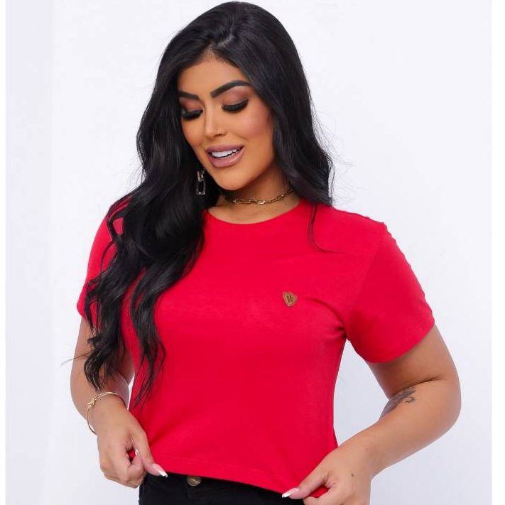Cropped T- Shirt Algodão Camiseta Feminina Básico Manga Curta Multimarcas.