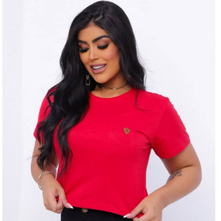 Cropped T- Shirt Algodão Camiseta Feminina Básico Manga Curta Multimarcas.