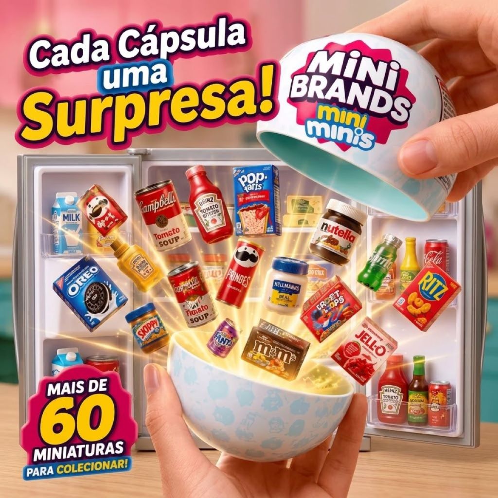 Kit 2 Bolas Surpresa Mini Brands Mini Geladeira Colecionável Cápsula Miniaturas Realistas Incríveis