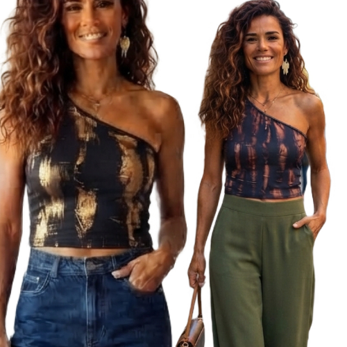 Kit 2 Cropped Feminino Mula Manca Blusa feminina Casual Estilosa Ombro Só Malha Canelada