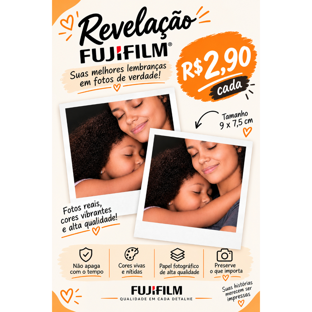 Revelação de Fotos Fujifilm Polaroid 9x7,5cm – Foto Impressa de Alta Qualidade