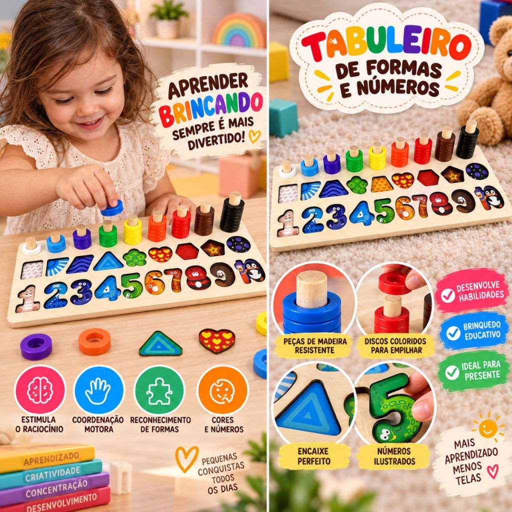 Brinquedo Educativo Montessori Criança Ábaco Madeira Plástico Tabuleiro Cubo Didático Pedagógico