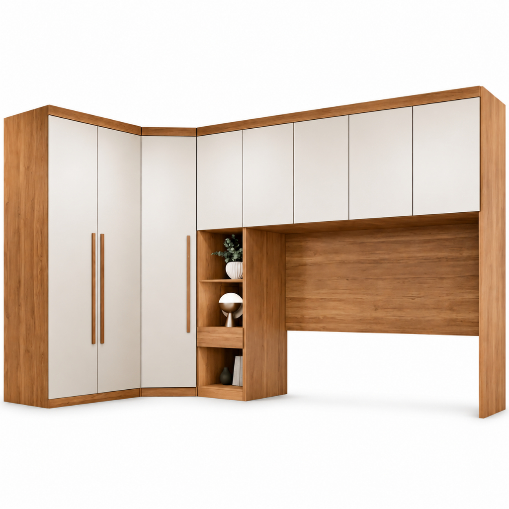 Guarda Roupa Casal Modulado MDF 8 Portas e 4 Gavetas Safira 008 Una Mobília Amplo Espaço