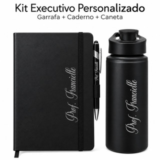 Kit Executivo Personalizado Garrafa + Caderno + Caneta Dia dos Professores