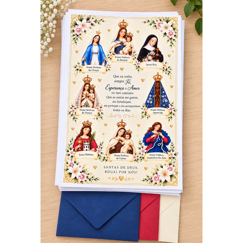 PAPEL DE CARTA CATÓLICO - SANTINHAS DIVERSAS