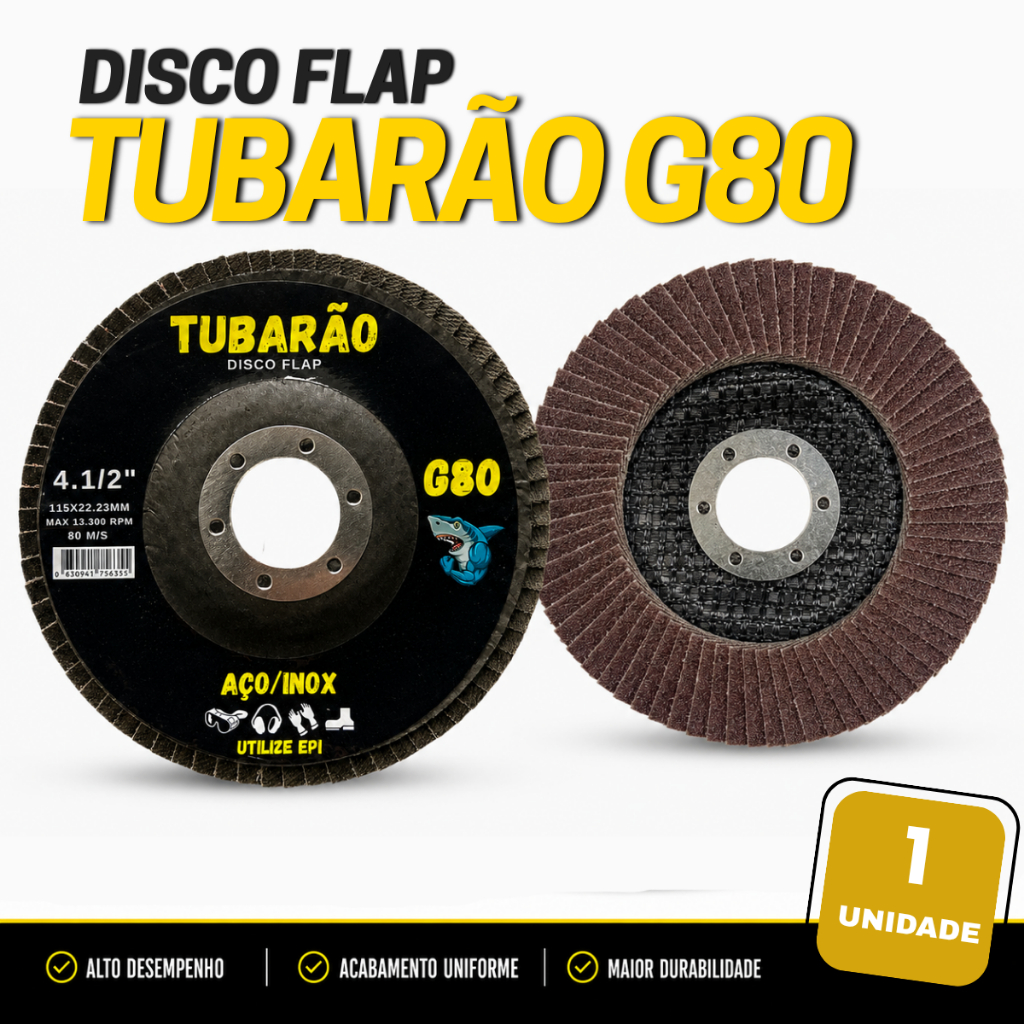 Disco Flap 4.1/2" Grão 80 G80 - Tubarão