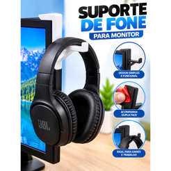 Suporte Gancho Lateral de Monitor para Fone de Ouvido Mais Resistente e Forte p/ Headset e Headphone