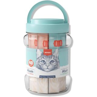Wanpy/Truly Creamy Petisco Cremoso para Gatos, 40 Sachês, 560g, Atum e Salmão + Atum e Bacalhau