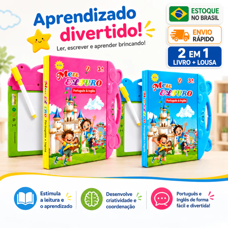 Livro Sonoro Interativo Infantil em Português e Inglês