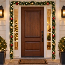 Decoração Natalina Festão 2 Metros com Bolinhas de Natal e Fio de Fada P/ Porta Janela Árvore Escada