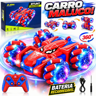 Carrinho de Controle Remoto Maluco Recarregável Gira 360 Drift Luz Menino Menina