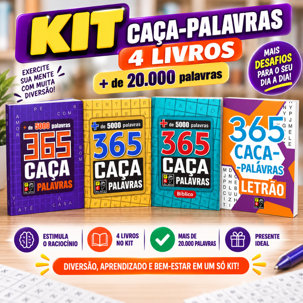 365 Caça Palavras + de 5000 Palavras Passatempo Exercite Sua Mente Pé da Letra
