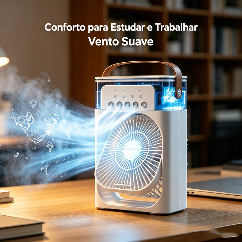 Mini Ar Condicionado Portátil Ventilador Umidificador com LED Reservatório de Água USB, Tamanhos Disponíveis