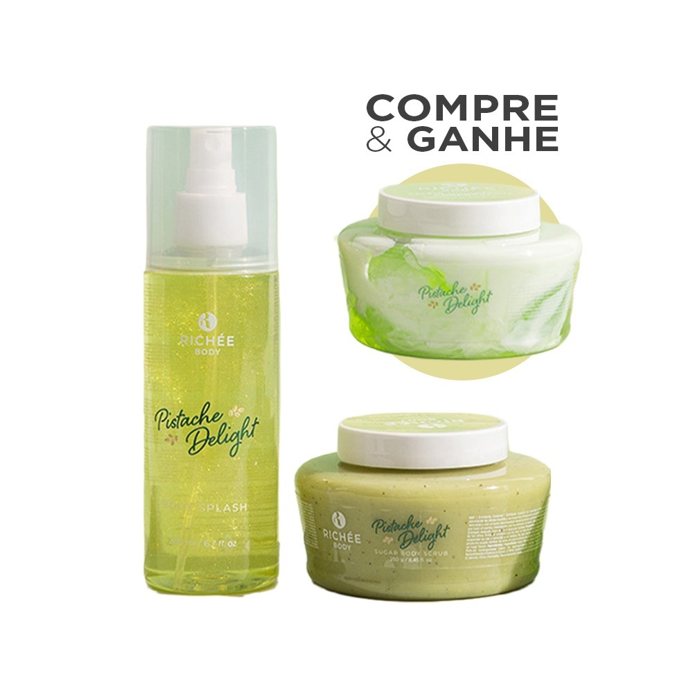 Compre Kit Esfoliante e Body Splash Pistache e GANHE Geleia Hidratante