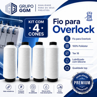 Fio de overloque para costura 500g kit com 4 unidades