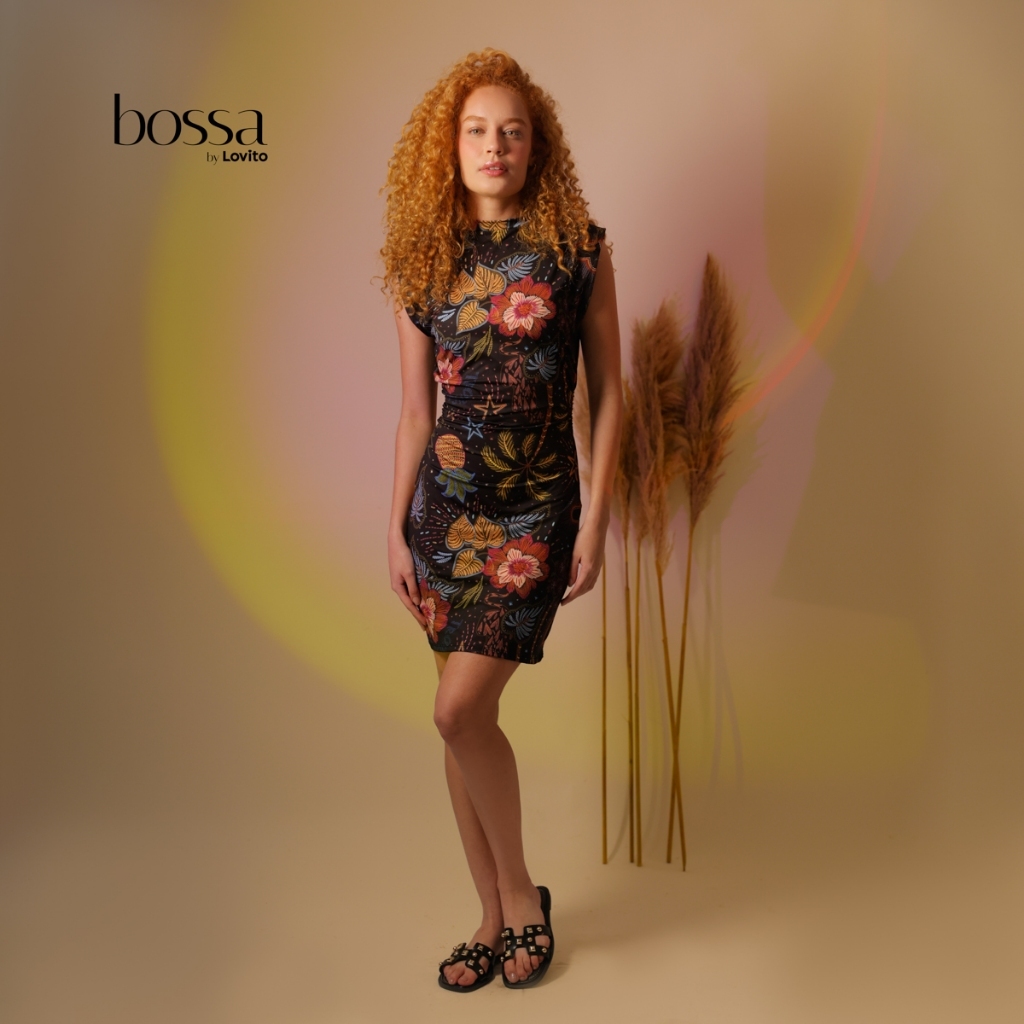 Lovito Bossa l Vestido Curto com Estampa Tropical Feminino DRB617BRL647