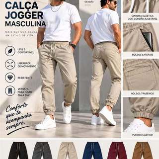 Calça Jeans Jogger Masculina Premium com Elástico na Cintura e Punho – Casual Confortável