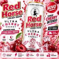 Red Horse Zero Açúcar Cherry Ultra (Cereja) 473ml Pack 6 12 24 Latas Energético Original