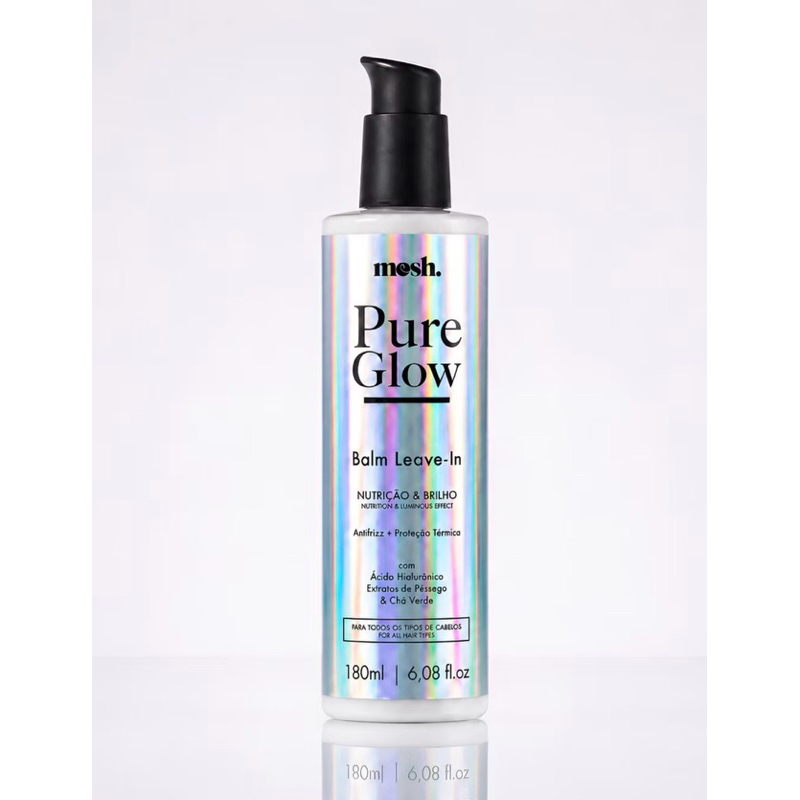 Balm Leave-in Anti-Frizz Pure Glow - Anti-Umidade, Proteção Térmica até 230°, Brilho Espelhado, Chá Verde.