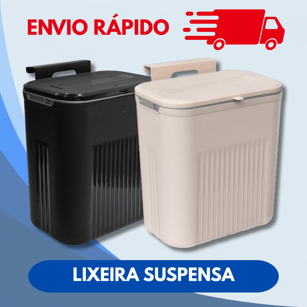 Lixeira suspensa 9 litros preta rosê alta qualidade resistente adesiva cozinha banheiro escritório