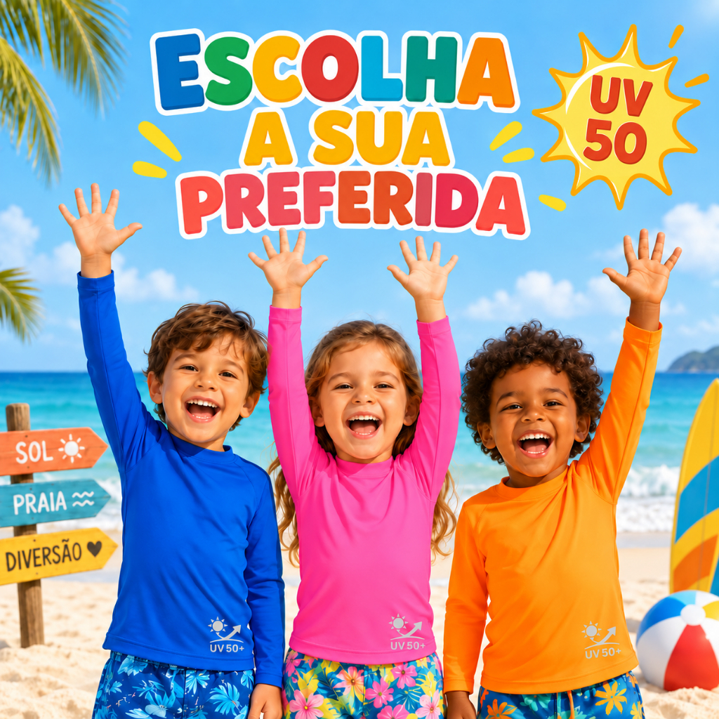 Camisa Termica Infantil e Juvenil UV Proteção Solar 4 a 12 anos Masculino e Feminina Blusa UV