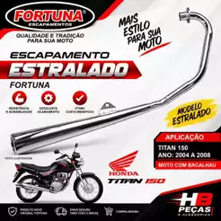 Escapamento Fortuna Estralador Titan 150 Esd Ano 2004-2005-2006-2007-2008 Cromado