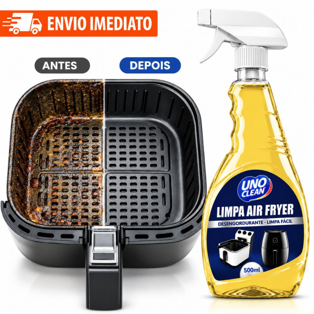 Spray Limpa Air Fryer 500ml Desengordurante Alto Poder Limpeza Dissolve Gordura Incrustada Forno Fogão Grelha Cozinha