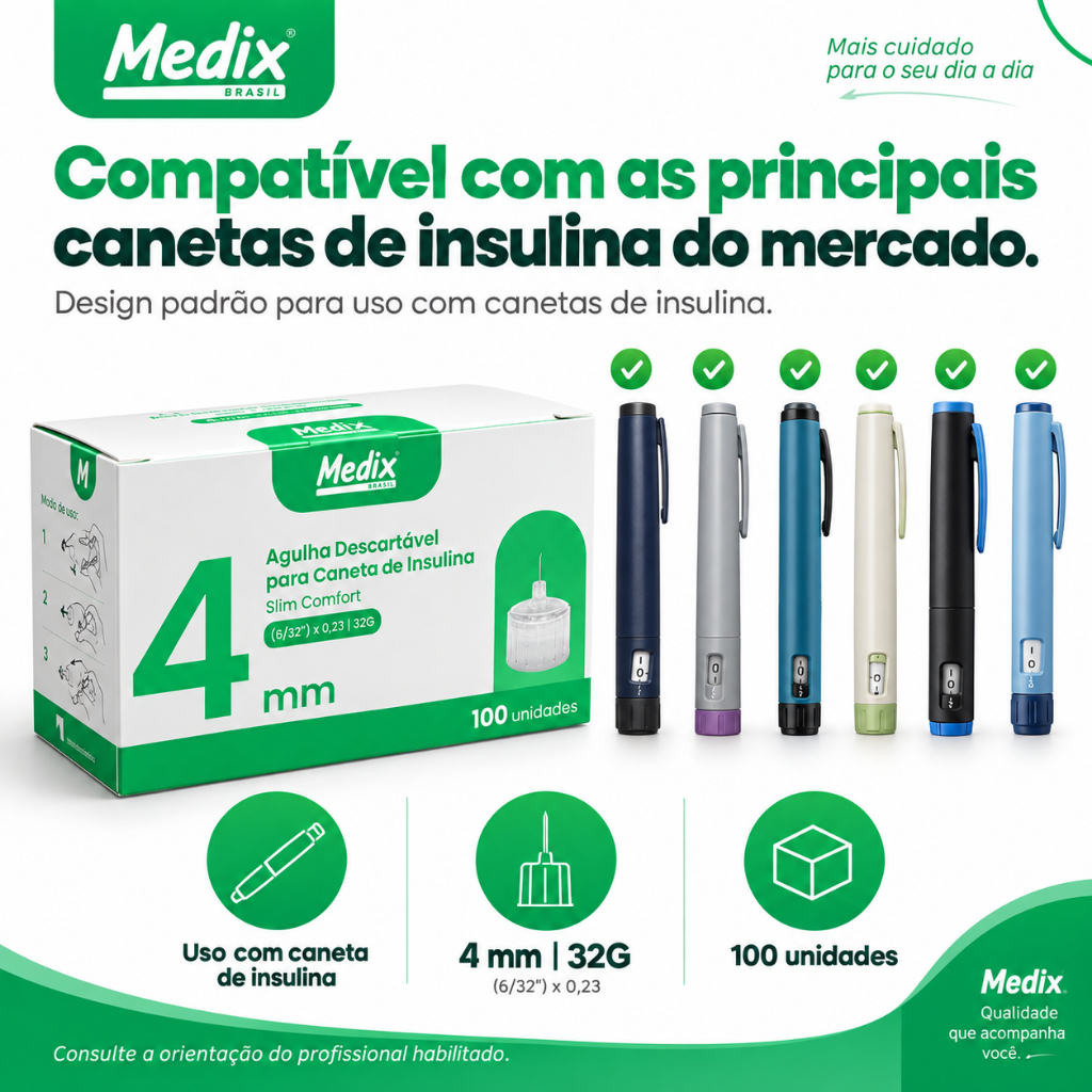 Agulhas Para Caneta de Insulina Medix 4mm 32g — imagem 2 de 2