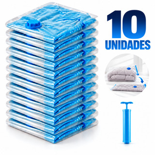 Kit Saco A Vácuo Organizador De Roupas Viagem Mala Guarda Roupa Com Bomba Edredom 50x60 60x80 70x110