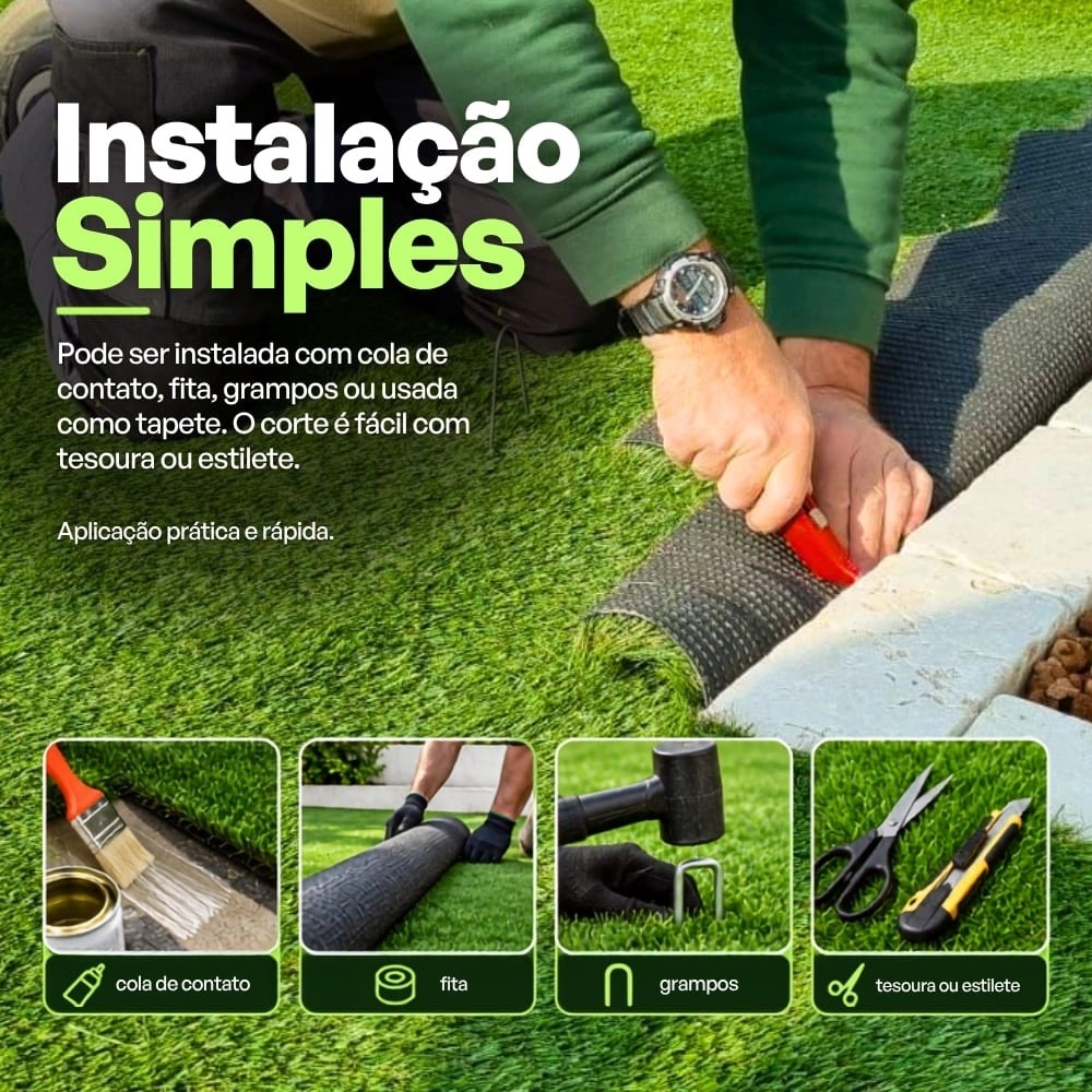 Grama Artificial 20mm 10m² Decorativa Realista Sintética Tapete — imagem 2 de 2
