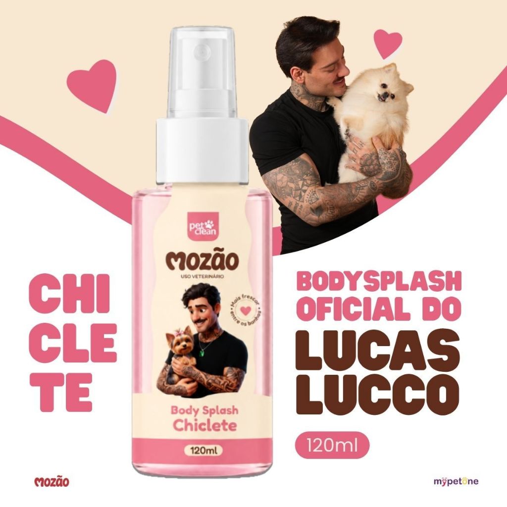 Body Splash Pet Chiclete 120ml Mozão Lucas Lucco - Perfume Colônia Para Cães e Gatos Spray