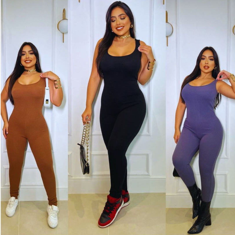 Macacão Larisa Longo Feminino Alça Moda Gringa Blogueira