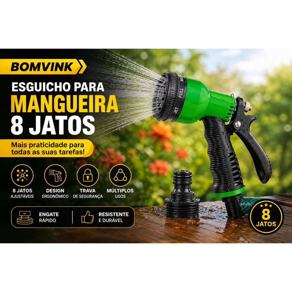 🚿 ESGUICHO MULTIFUNCIONAL PARA MANGUEIRA – ALTA PRESSÃO 🌿