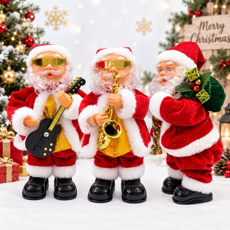 ENFEITE DE PAPAI NOEL MUSICAL E DANÇANTE ENFEITE DE NATAL DIVERTIDO