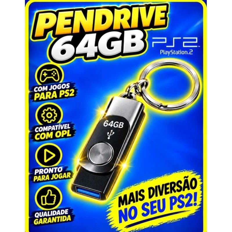 pendrive 64GB lotado de jogos para PS2
